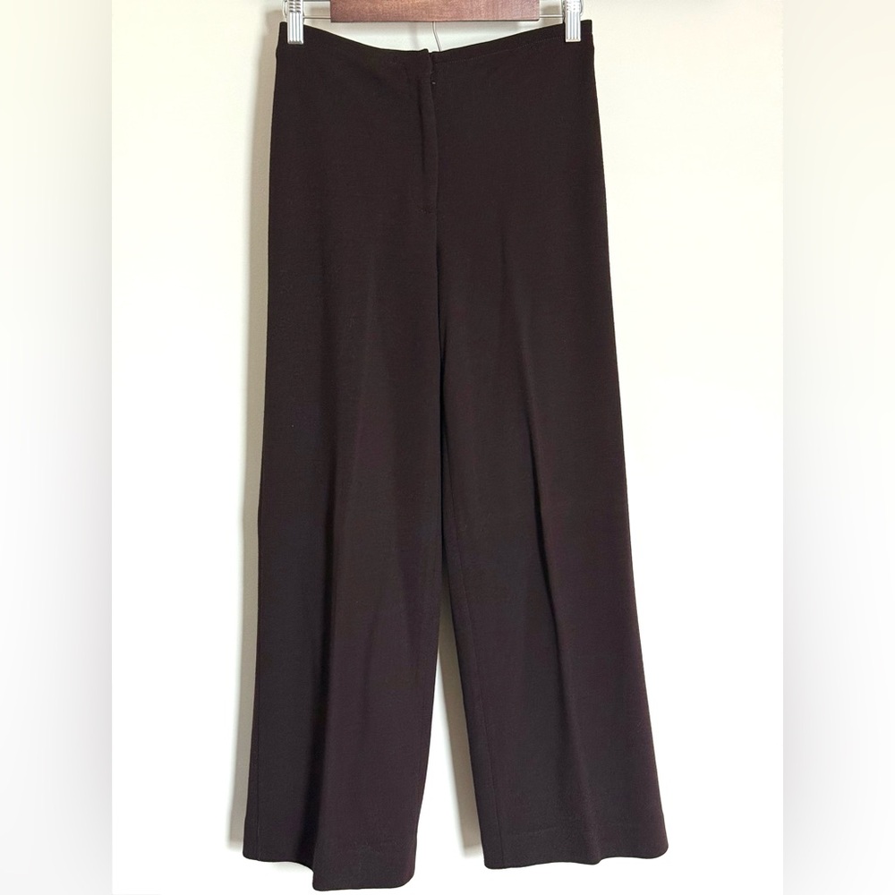Eileen Fisher Brown Ponte Knit Wool Blend Trousers Pants Slacks XS